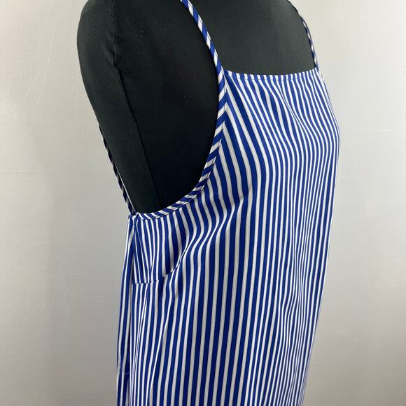 ASOS Blue White Striped Square Neck Spaghetti Strap Cinched Shift Dress Sz 10 M - Picture 4 of 8
